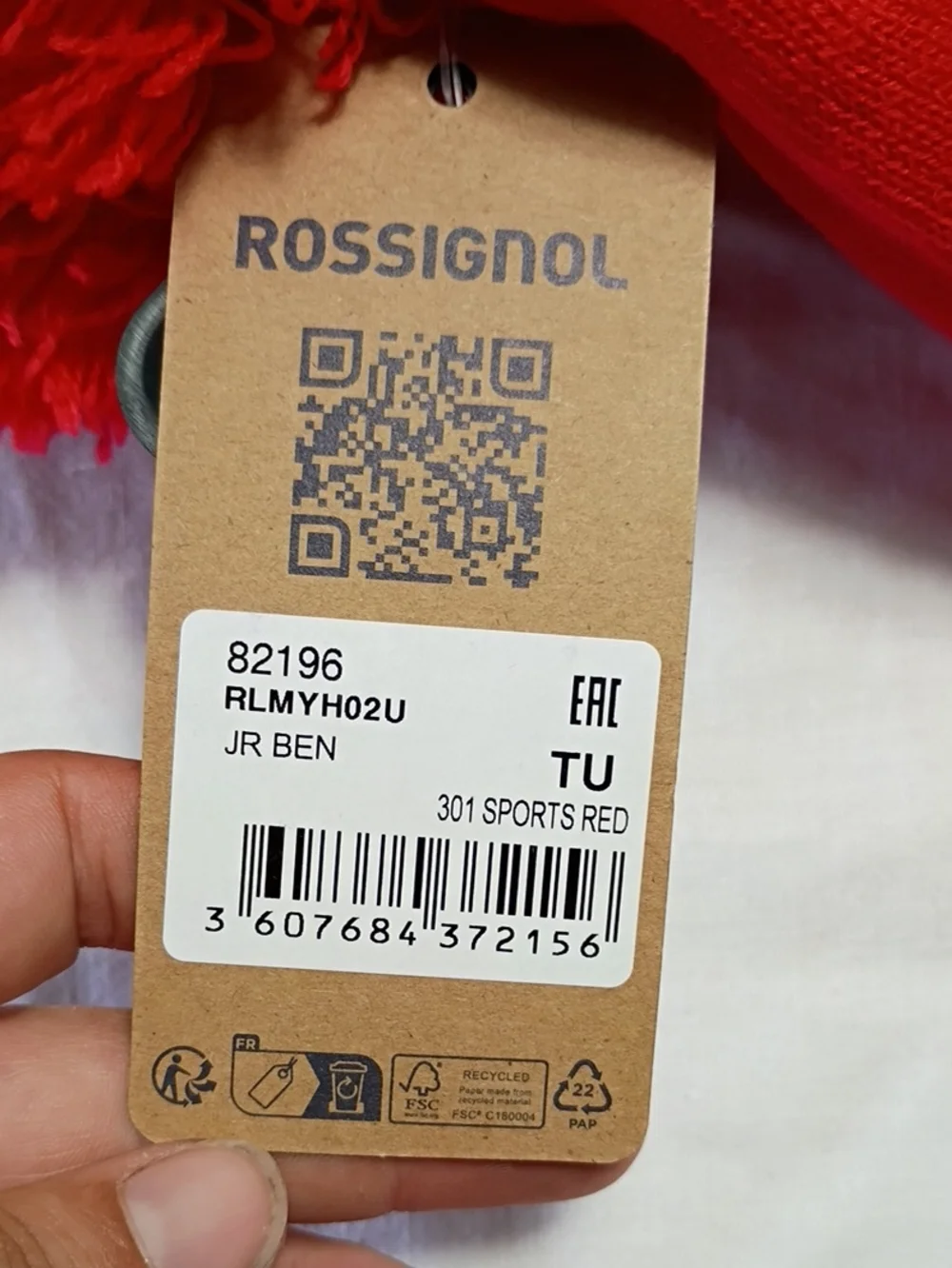 NWT Rossignol Boys Ben Hat Red Knit Pom Beanie with Black Trim Size One Size
